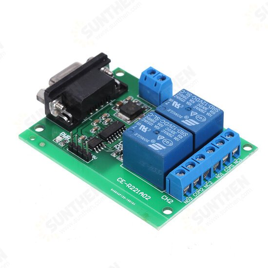 DC 12V 2 Channel RS232 Relay Module Board Remote Control USB PC UART COM Serial Ports for Smart Home