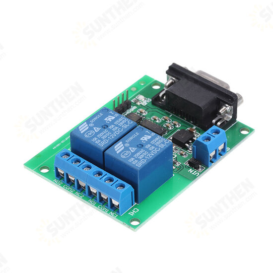 DC 12V 2 Channel RS232 Relay Module Board Remote Control USB PC UART COM Serial Ports for Smart Home