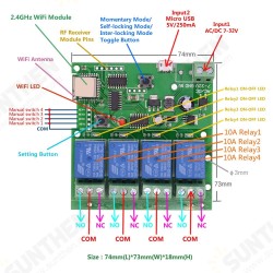 ST-DC4 WiFi 4-way Relay Module Inching Momentary/Self-Locking/Interlock Switch Module Works with Amazon Alexa ST-DC4 WiFi 4-way Relay Module Inching Momentary/Self-Locking/Interlock Switch Module Works with Amazon Alexa