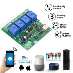 ST-DC4 WiFi 4-way Relay Module Inching Momentary/Self-Locking/Interlock Switch Module Works with Amazon Alexa ST-DC4 WiFi 4-way Relay Module Inching Momentary/Self-Locking/Interlock Switch Module Works with Amazon Alexa