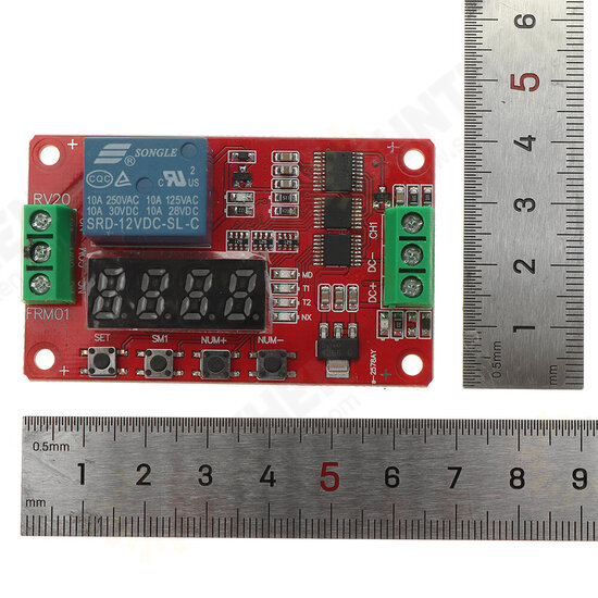 FRM01 DC5/12/24V 1 Channel Multifunction Relay Module Loop Delay Timer Switch Self-Locking Timing Board