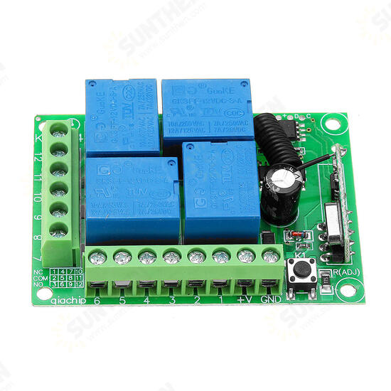 DC 12V 4CH Channel Wireless Remote Control Switch Learning Type Relay Control Module With Case