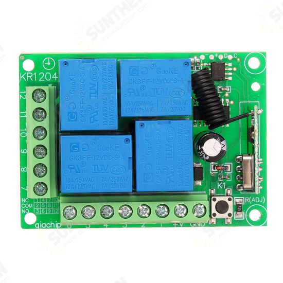 DC 12V 4CH Channel Wireless Remote Control Switch Learning Type Relay Control Module With Case