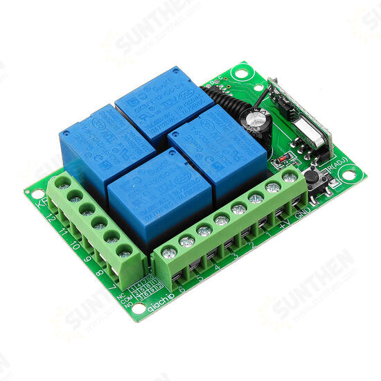 DC 12V 4CH Channel Wireless Remote Control Switch Learning Type Relay Control Module With Case