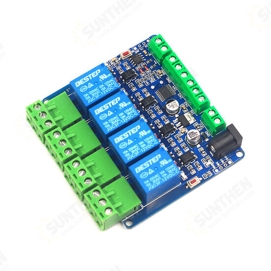 Modbus-Rtu 1/2/4/8 Channel 12V Relay Module Switch Modbus RTU 4 Channel Relay Output 12V Switch Input RS485 TTL Communication