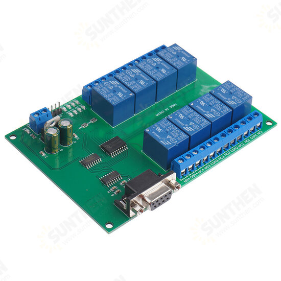 N223B08 8CH DC 12V RS232 Relay Module Serial Port Remote Control Switch PLC PLC IO Expansion Board