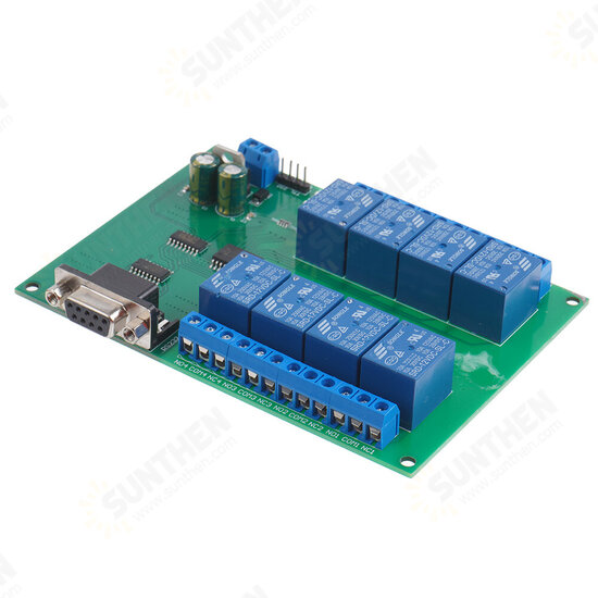 N223B08 8CH DC 12V RS232 Relay Module Serial Port Remote Control Switch PLC PLC IO Expansion Board