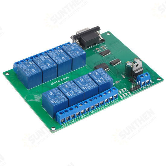 N223B08 8CH DC 12V RS232 Relay Module Serial Port Remote Control Switch PLC PLC IO Expansion Board