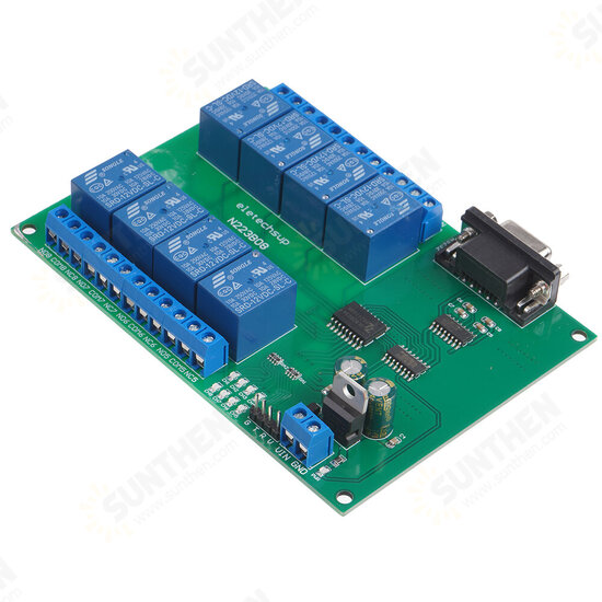 N223B08 8CH DC 12V RS232 Relay Module Serial Port Remote Control Switch PLC PLC IO Expansion Board