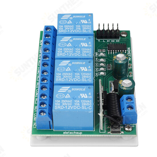 RF33A04 433M 4CH Security Remote Keyless Controller Rolling Code HCS301 Remote Key Transmitter DC 12V