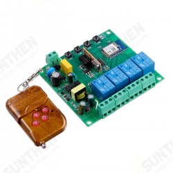 Tuya 4-way WiFi bluetooth Remote Relay Module AC220V 433MHz Power Supply Mobile APP Control Smart Switch Tuya 4-way WiFi bluetooth Remote Relay Module AC220V 433MHz Power Supply Mobile APP Control Smart Switch