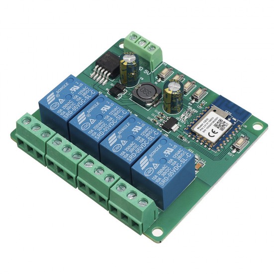 Tuya DC 5V/7-28V10A 4CH WiFi Remote Relay Module Mobile APP Control Smart Switch DC Relay Module