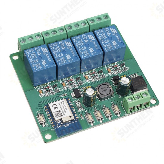 Tuya DC 5V/7-28V10A 4CH WiFi Remote Relay Module Mobile APP Control Smart Switch DC Relay Module