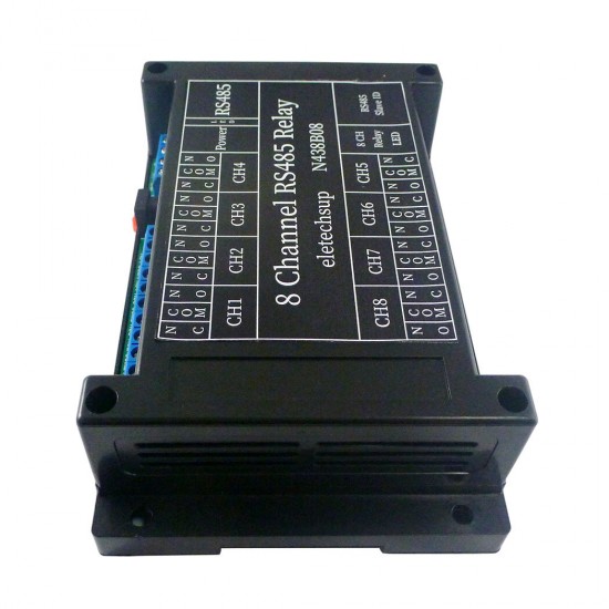 with TVS protected DC 12V 8Ch RS485 Relay Module Modbus RTU 03 06 16 Function Code DIN Shell Switch Board