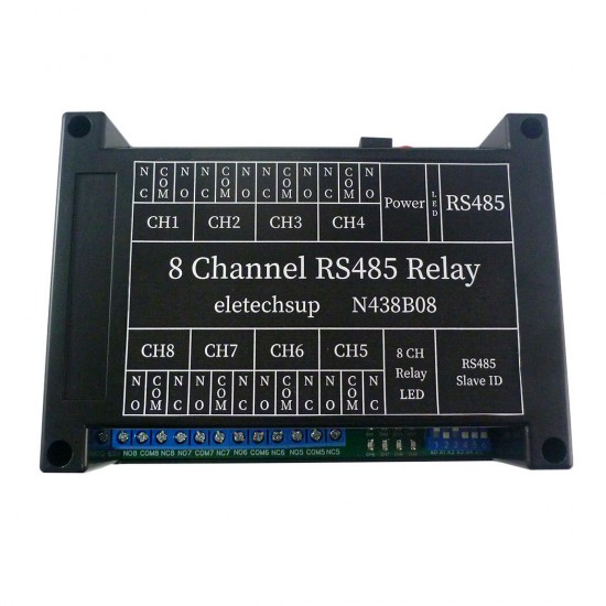 with TVS protected DC 12V 8Ch RS485 Relay Module Modbus RTU 03 06 16 Function Code DIN Shell Switch Board