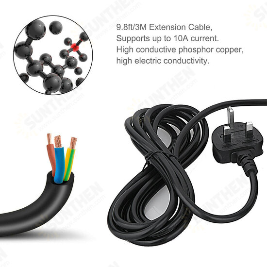 3M Extension Lead Cable Surge Protected Tower Power Socket with 8Way 4 USB 3M Extension Lead Cable Surge Protected Tower Power Socket with 8Way 4 USB
