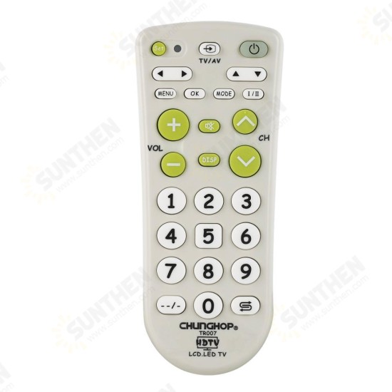 Universal Infrared IR TV Set Remote Control Compatible tr007 Large Buttons Big Keys