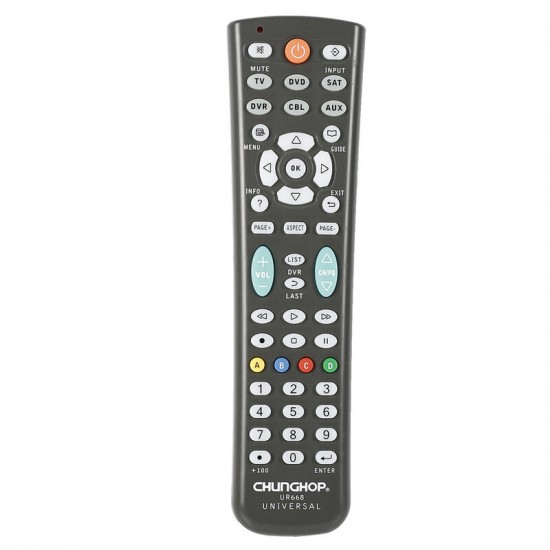 Universal Remote Control for UR668 TV DVD SAT DVR CBL AUX Operating 6 Devices Controller