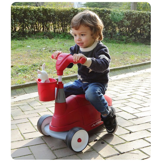 3 Wheeled Scooter w/ Storage Box Seat for Kids 2-in-1 Baby/Children/Toddlers Walker & Ride On Scooter Toy Kick Scooter for Boys and Girls Ages 1-5 Years Old