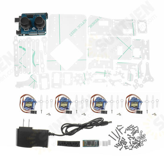 DIY Smart Acylic RC Robot Arm Bluetooth Stick Control With Servos