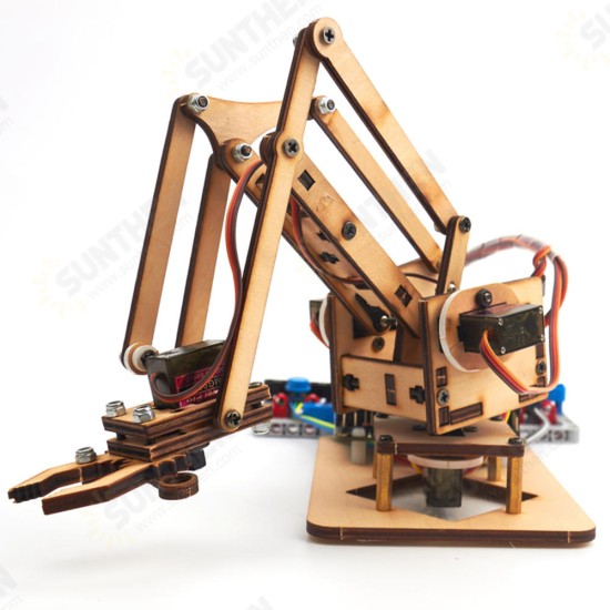 DIY 4DOF Programmable Wood Bluetooth Control RC Robot Arm Educational Kit