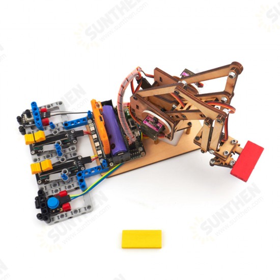 DIY 4DOF Programmable Wood Bluetooth Control RC Robot Arm Educational Kit