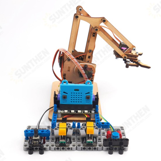 DIY 4DOF Programmable Wood Bluetooth Control RC Robot Arm Educational Kit