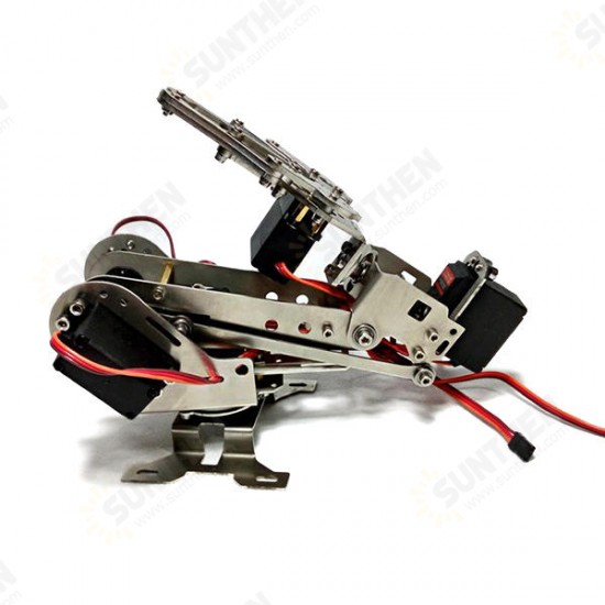 Stainless Steel Manipulator 5DOF Rotating Assembled Robot Arm Clamp Claw Mount With 5pcs Servo