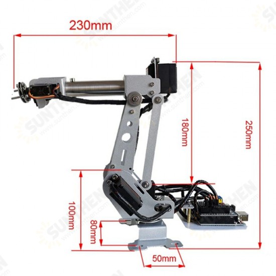 Stainless Steel Manipulator 5DOF Rotating Assembled Robot Arm Clamp Claw Mount With 5pcs Servo