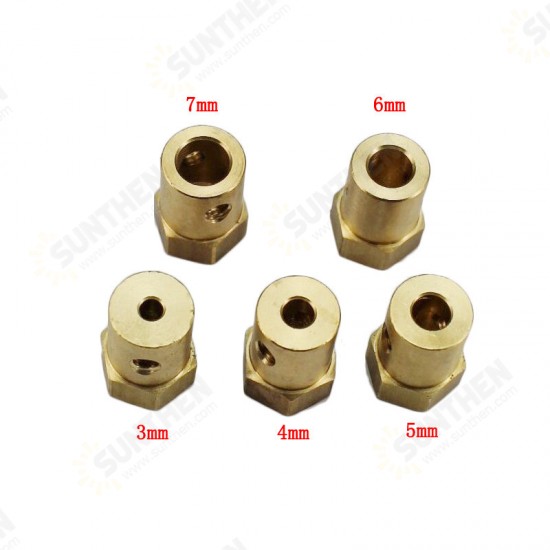 3mm 4mm 5mm 6mm 7mm Hexagonal Copper Coupling Coupler for Robot Car Wheel