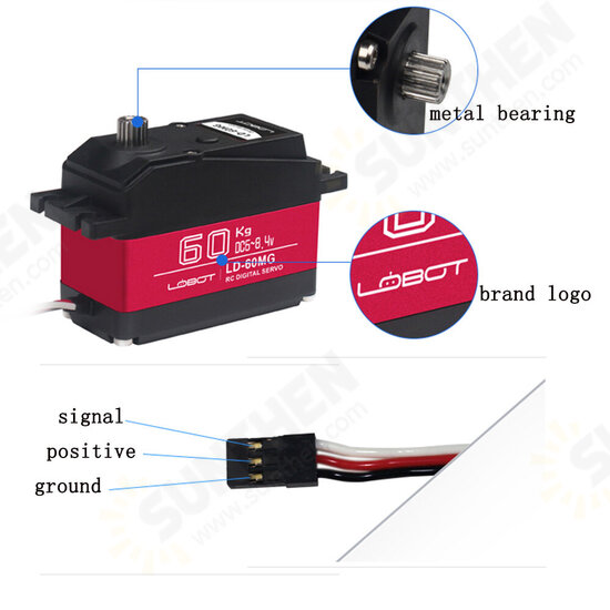 LD-60MG 60KG Large Torque 180° Metal Gear Digital Servo For RC Robot RC Car