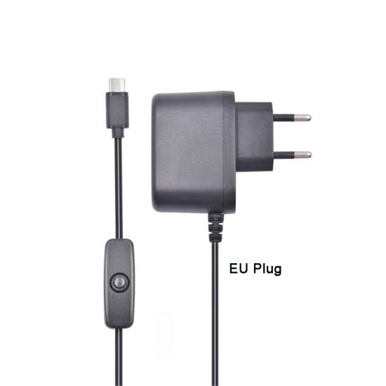 R 5V 3A Type-C US/EU Plug Power Charger Adapter With Switch For Raspberry Pi 4B