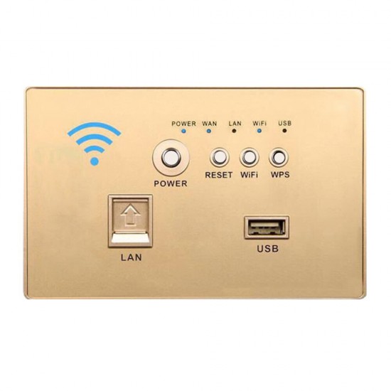 300Mbps 118-Type Wall Embedded Router Wireless AP Panel Router WPS WiFi Repeater Extender 1500mA USB Charge Socket