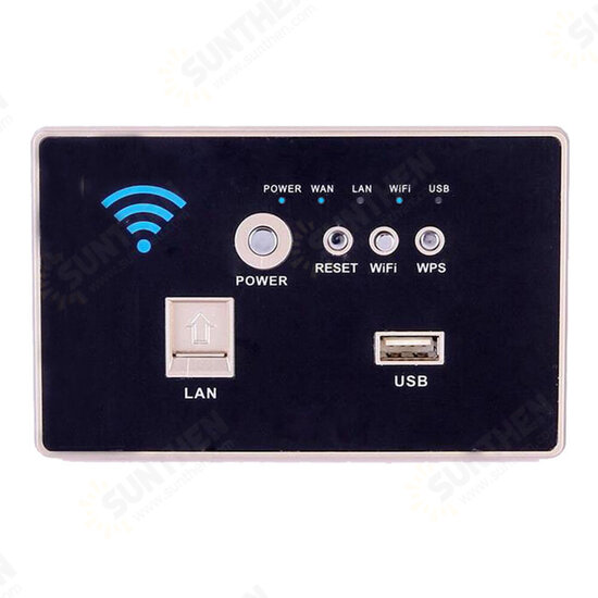 300Mbps 118-Type Wall Embedded Router Wireless AP Panel Router WPS WiFi Repeater Extender 1500mA USB Charge Socket