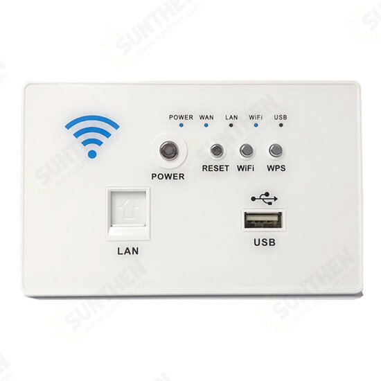 300Mbps 118-Type Wall Embedded Router Wireless AP Panel Router WPS WiFi Repeater Extender 1500mA USB Charge Socket