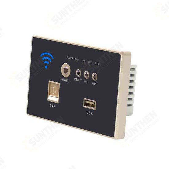 300Mbps 118-Type Wall Embedded Router Wireless AP Panel Router WPS WiFi Repeater Extender 1500mA USB Charge Socket