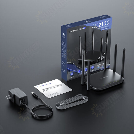 AC2100 Wireless Router Dual Band 2.4G/5G Gigabit WiFi Router US/EU Plug Support MU-MIMO Beamforming Signal Amplifier with 6 Antennas G6