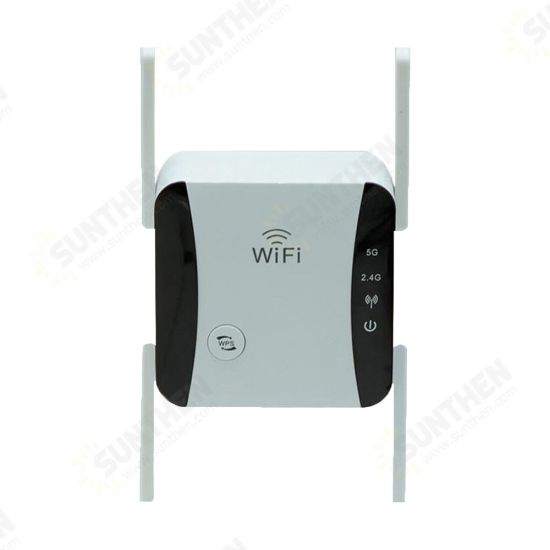 KP1200 2.4GHz/5.8GHz Dual Band Wireless Router Wifi Repeater Quad Core CPU 1200Mbps Strong Heat Dissipation Signal Amplifier WiFi Repeater with Four High Gain Antennas