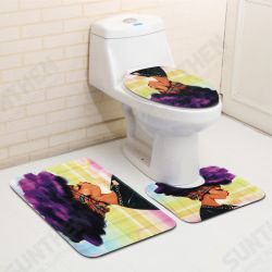 3PCS African Girl Explosion Head Non-Slip Bath Carpet Toilet Cover Shower Mat 3PCS African Girl Explosion Head Non-Slip Bath Carpet Toilet Cover Shower Mat