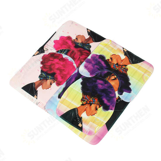 3PCS African Girl Explosion Head Non-Slip Bath Carpet Toilet Cover Shower Mat