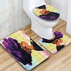 3PCS African Girl Explosion Head Non-Slip Bath Carpet Toilet Cover Shower Mat 3PCS African Girl Explosion Head Non-Slip Bath Carpet Toilet Cover Shower Mat
