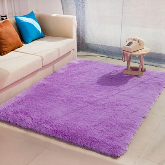 80cm x 160cm Purple Soft Fluffy Anti Skid Shaggy Area Rug Living Room Home Carpet Floor Mat