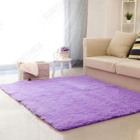 80cm x 160cm Purple Soft Fluffy Anti Skid Shaggy Area Rug Living Room Home Carpet Floor Mat