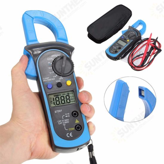 ST-201 Digital Clamp Multimeter OHM Amp Meter AC/DC Voltage AC Current Resistance Tester ST-201 Digital Clamp Multimeter OHM Amp Meter AC/DC Voltage AC Current Resistance Tester