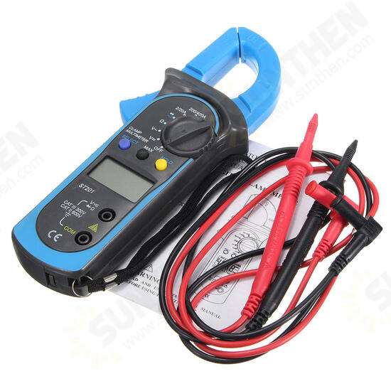 ST-201 Digital Clamp Multimeter OHM Amp Meter AC/DC Voltage AC Current Resistance Tester