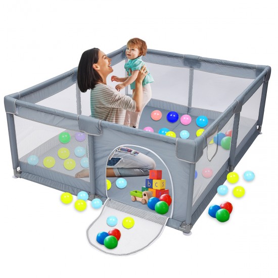 79inch Baby Playpen Infants Toddler Safety Kids Packable & Portable Play Pens Activity Play Yard, Baby Fence with Breathable Mesh