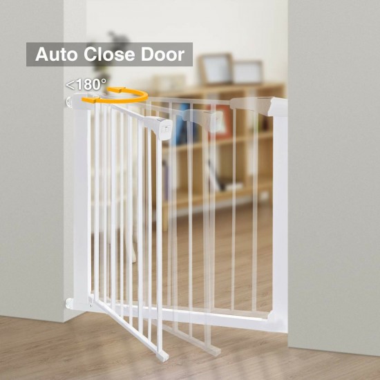29.5inch-40.5inch Extra Wide Baby Gate Baby Fences 30inch Tall Kids Play Gate Large Pet Gate with Swing Door For Doorway Stairs