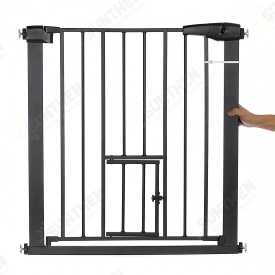 Extra Wide Pet Gate for Dog Cat Animal, Baby Gate Fence Pens with Swing Door Kids Play Gate 30inch Tall Doggie Gate for Stairs Doorway White/Black