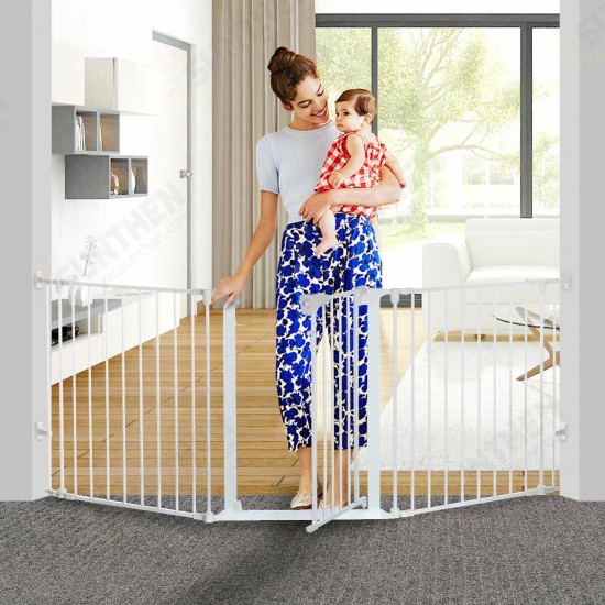 White/Black Adjustable Auto Close Metal Baby Gate with Swing Door For Doorway Stairs