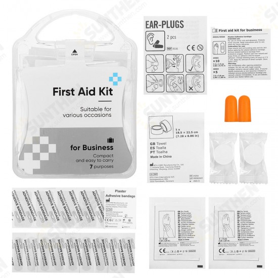 20PCS/Set Outdoor Camping Portable First Aid Kit For Business Travelling Adhesive Bandage+Towel Tabs+Dry Swab+Earplug